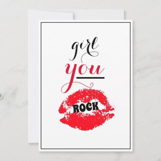 Girl You ROCK Nice Gesture Girls Red Lips Script Dankeskarte (Vorderseite)