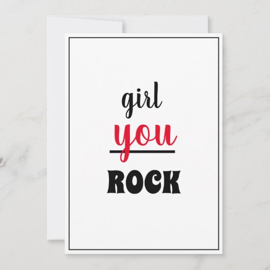 Girl You ROCK Nice Gesture Script weibliche Person Dankeskarte (Vorderseite)