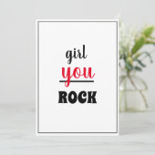 Girl You ROCK Nice Gesture Script weibliche Person Dankeskarte (Stehend Vorderseite)