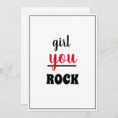 Girl You ROCK Nice Gesture Script weibliche Person Dankeskarte (Vorne/Hinten)