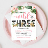 Girl Young wild und drei Geburtstag Einladung
