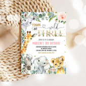 Girl Young Wild und Three Dritt Animal Birthday Einladung