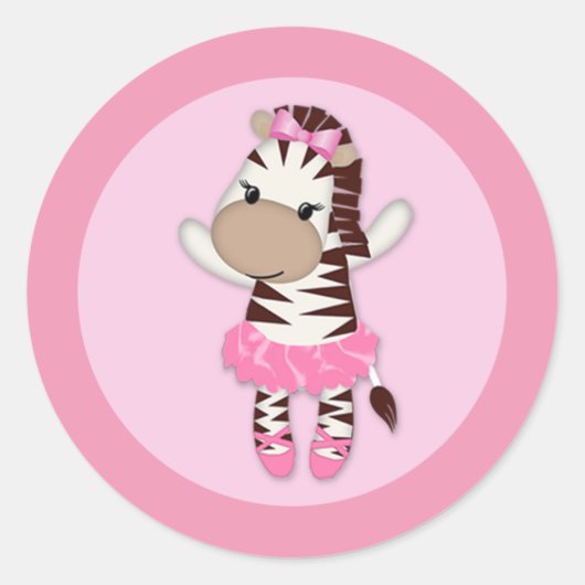 GIRL ZEBRA Tu Tu Niedlich Baby Shower Aufkleber TT (Vorderseite)