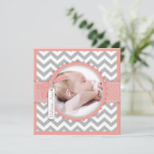 Girl Zickzack Print Birth Announcement Foto Card Ankündigung (Stehend Vorderseite)