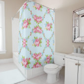 Girlande der Shabby Chic-Rosen, Blau, Duschvorhang (Beispiel)