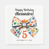 Girlande Moderne orange farbenfrohe Bow Name Water Serviette (Vorderseite)