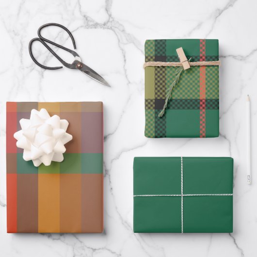 Girlandeneinwickelpapier Flachblatt-Set aus 3 Geschenkpapier Set (Vorderseite)