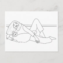 Girlanlage bei Katze, farbige Postkarten