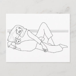 Girlanlage bei Katze, farbige Postkarten