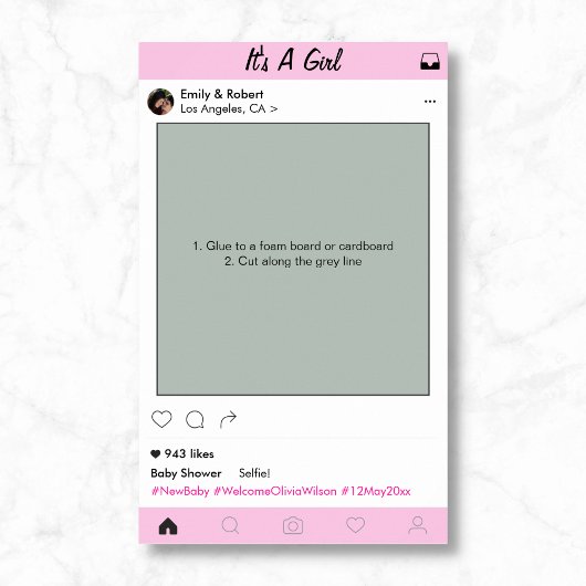 GirlBaby Duwer Party Prop Foto Standrahmen Decke Poster