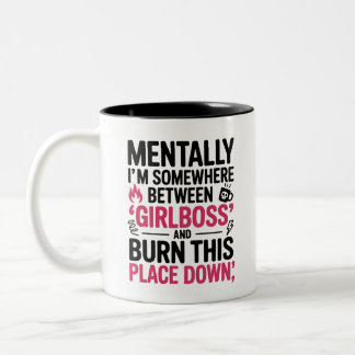 Girlboss oder Burnout? Lustiger Stimmungsbecher Zweifarbige Tasse