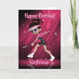 Girlfriend Birthday Card - Tennis Karte