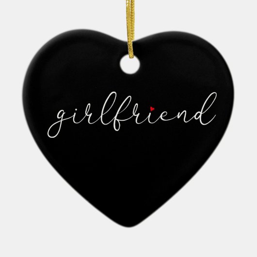 Girlfriend Definition Chic Script Liebe Herz Keramik Ornament (Vorne)