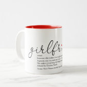 Girlfriend Definition Chic Script Liebe Herz Zweifarbige Tasse (Vorderseite Links)
