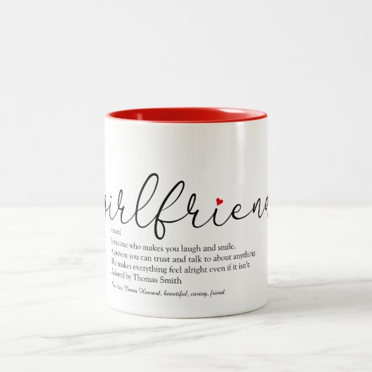 Girlfriend Definition Chic Script Liebe Herz Zweifarbige Tasse (Mittel)