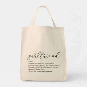 Girlfriend Definition Chic Script Red Liebe Herz Tragetasche