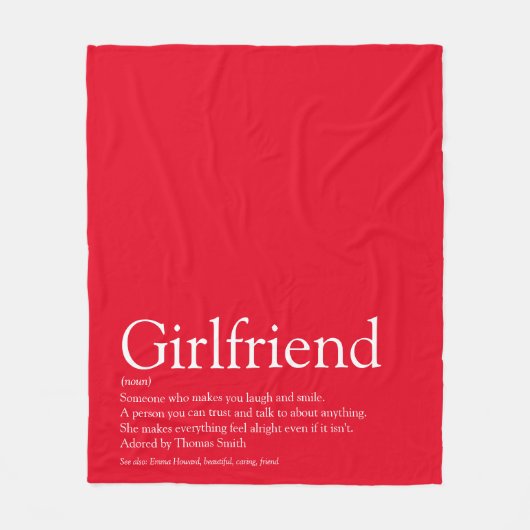 Girlfriend Definition Cool Fun Red Fleecedecke (Vorderseite)