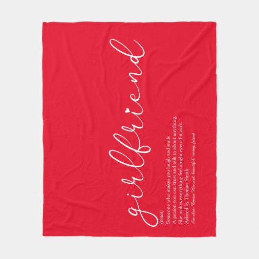 Girlfriend Definition Script Liebe Heart Red Fleecedecke (Vorderseite)