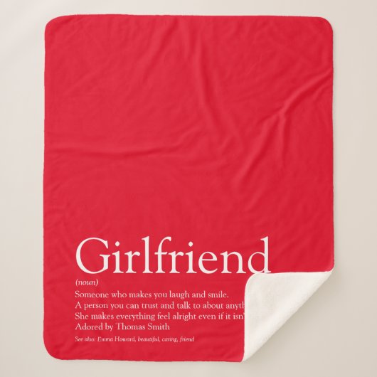 Girlfriend Definition Sprichwort Modern Red Sherpadecke (Vorderseite)
