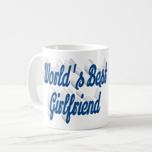 Girlfriend Foto Blue Script Kaffeetasse (Vorderseite Links)