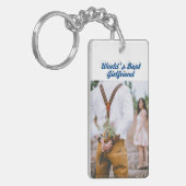 Girlfriend Foto Blue Script Schlüsselanhänger (Vorderseite links)