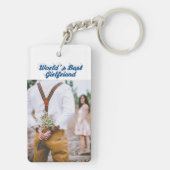 Girlfriend Foto Blue Script Schlüsselanhänger (Rückseite)