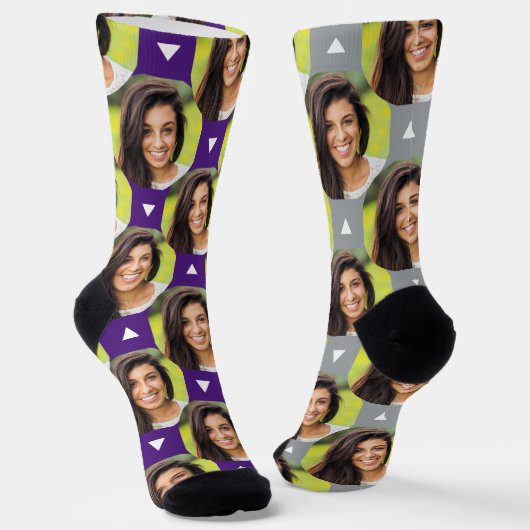 Girlfriend Foto for Boyfriend Fun Lila Gray Pho Socken (Gewinkelt)