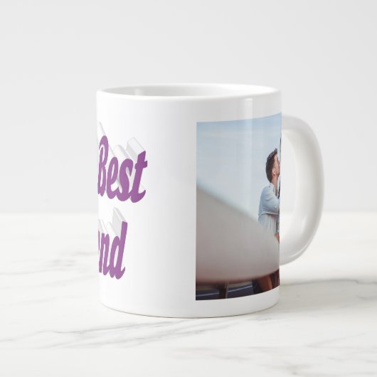 Girlfriend Foto lila Typografie Jumbo-Tasse (Vorderseite Rechts)