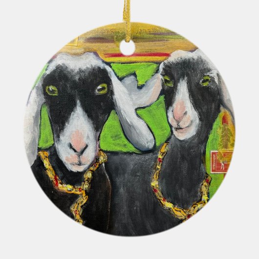 Girlfriend Goat Liebe Keramik Keramik Ornament (Hinten)