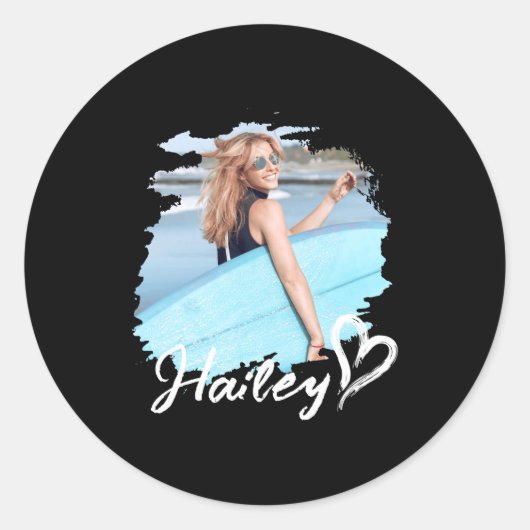 Girlfriend Nge Heart Simple Modern Cool Photo  Runder Aufkleber (Vorderseite)