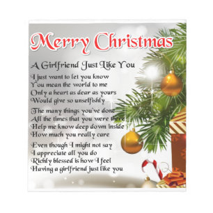Girlfriend Poem - Weihnachtsdesign Notizblock