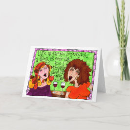 Girlfriends Wine Happy Hour Laughing Illustration Karte