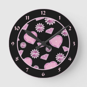 Girlie Bling Runde Wanduhr