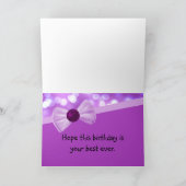 Girlie Bokeh Geburtstags-Kuchen-Edelstein Karte (Innenseite)