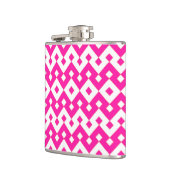 Girlie Candy Pink und White Geometric Hiask Flachmann (Links)