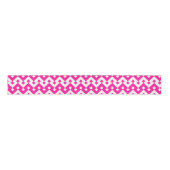 Girlie Candy Pink, White Zigzags Grosgrain Ribbon Ripsband (Vorderseite)