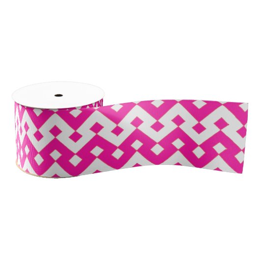Girlie Candy Pink, White Zigzags Grosgrain Ribbon Ripsband (Spule)