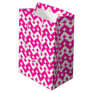 Girlie Candy Pink, White Zigzags Mittlere Geschenk Geschenktüte