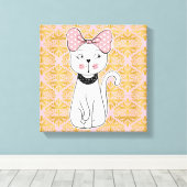 Girlie Cat Wrapped Canvas Print Leinwanddruck (Insitu (Holzboden))