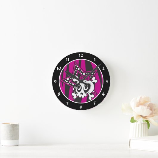 Girlie Emo Skull Runde Wanduhr (Zuhause)
