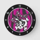 Girlie Emo Skull Runde Wanduhr (Vorderseite)