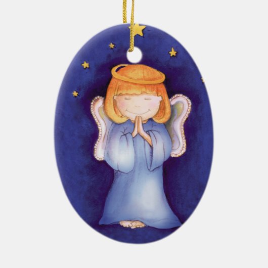 Girlie Engels-Weihnachtsverzierung Keramikornament (Hinten)