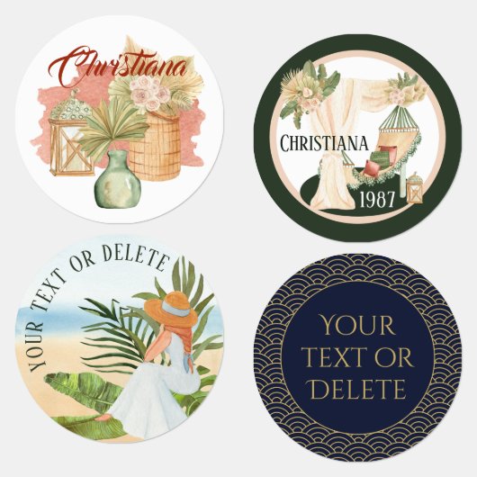 Girlie pastel Boho und maskulinarisch-blauer Sonde Etiketten (Gruppe)