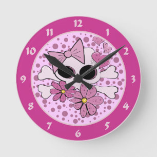 Girlie Punk Skull Runde Wanduhr