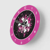 Girlie Skull Runde Wanduhr (Winkel)