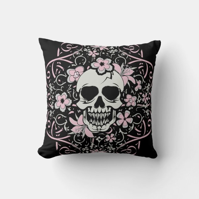 Girlie Vintag Skull Kissen (Vorderseite)