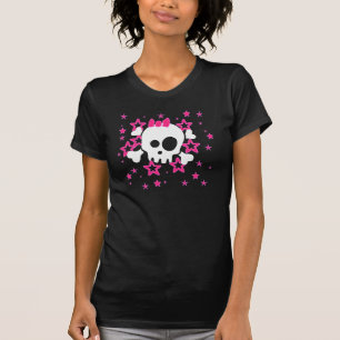 Girlie weißer Schädel-Cartoon-T - Shirt