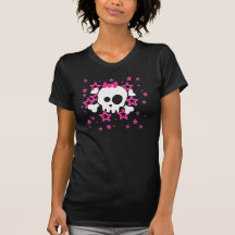 Girlie White Skull Cartoon T - Shirt