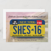 Girl's 16. Geburtstag New Yorker Einladung (Vorne/Hinten)