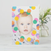 Girl's 1. Geburtstag Foto Confetti Einladung (Stehend Vorderseite)